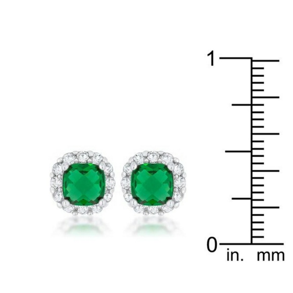 2 CT GREEN EMERALD EARRING WHITE GOLD GIFT BOX - Picture 3 of 5
